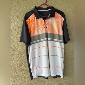 🔹EUC🔹Oakley Men's Orange and Gray Polo Shirt🔹